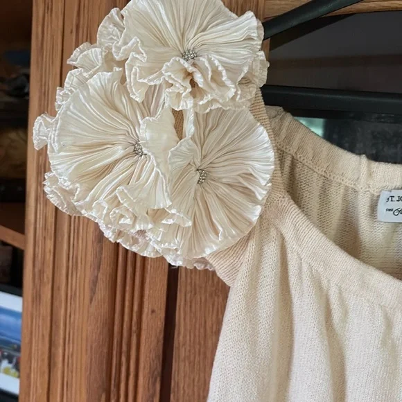 St John Evening Knit Cream Puff Sleeve Dress 10 - Picture 4 of 12